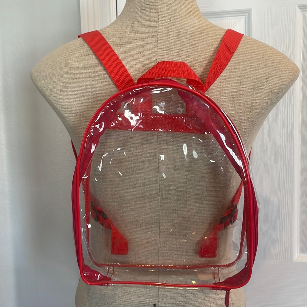 Transparent backpack child red clear stadium bag